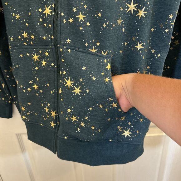 Cat & Jack XXL 18 Dark Teal Gold Star Full Zip Hoodie Sweatshirt NWT - Picture 10 of 16